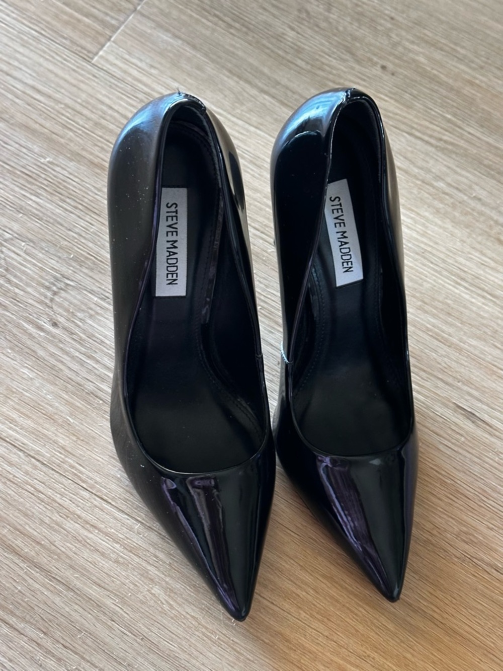 Steve Madden Black Patent Pointed-Toe Stilettos